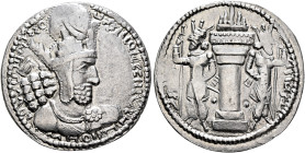 SASANIAN KINGS. Shapur I, 240-272. Drachm (Silver, 23 mm, 4.23 g, 3 h), mint III (‘Hamadan?’). Diademed and draped bust of Shapur I to right, wearing ...