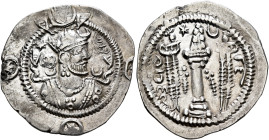 SASANIAN KINGS. Kavadh I, second reign, 499-531. Drachm (Silver, 28 mm, 4.10 g, 3 h), ‘gd’ (Gay), RY 15 = AD 503. Draped bust of Kavadh I to right, we...