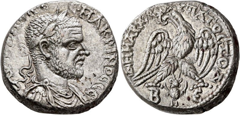 SYRIA, Cyrrhestica. Beroea. Macrinus, 217-218. Tetradrachm (Billon, 24 mm, 13.10...