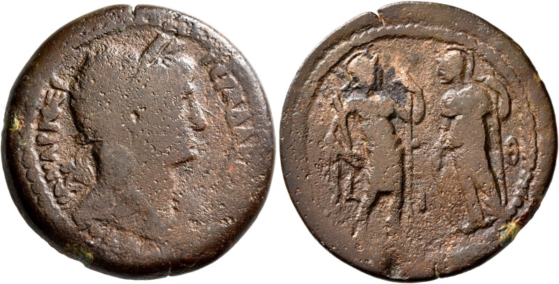 EGYPT. Alexandria. Trajan, 98-117. Drachm (Bronze, 34 mm, 20.90 g, 1 h), RY 19 =...