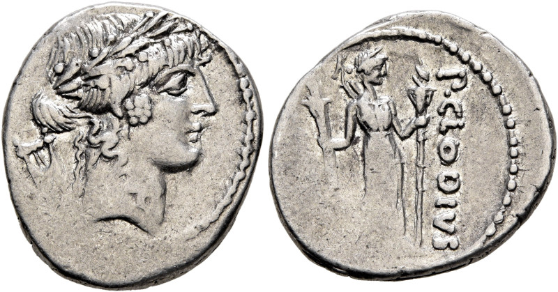 P. Clodius M.f. Turrinus, 42 BC. Denarius (Silver, 18 mm, 3.78 g, 10 h), Rome. L...