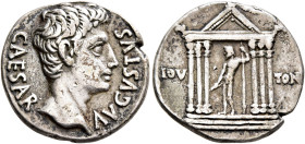 Augustus, 27 BC-AD 14. Denarius (Silver, 19 mm, 3.83 g, 6 h), uncertain mint in Spain (Colonia Patricia?), circa 19 BC. CAESAR AVGVSTVS Bare head of A...