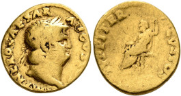 Nero, 54-68. Aureus (Gold, 18 mm, 7.01 g, 6 h), Rome, 64-65. NERO CAESAR AVGVSTVS Laureate head of Nero to right. Rev. IVPPITER CVSTOS Jupiter seated ...