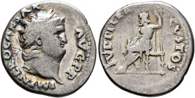 Nero, 54-68. Denarius (Silver, 19 mm, 2.94 g, 6 h), Rome, 67-68. IMP NERO CAESAR AVG P P Laureate head of Nero to right. Rev. IVPPITER CVSTOS Jupiter ...