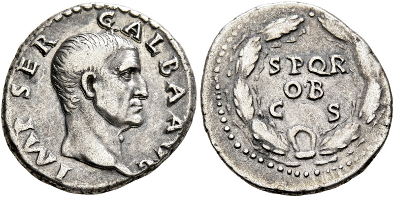 Galba, 68-69. Denarius (Silver, 19 mm, 3.47 g, 6 h), Rome, 2nd half of June 68-J...