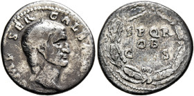 Galba, 68-69. Denarius (Silver, 18 mm, 3.02 g, 6 h), Rome, 2nd half of June 68-January 69. IMP SER GALBA AVG Bare head of Galba to right. Rev. S P Q R...