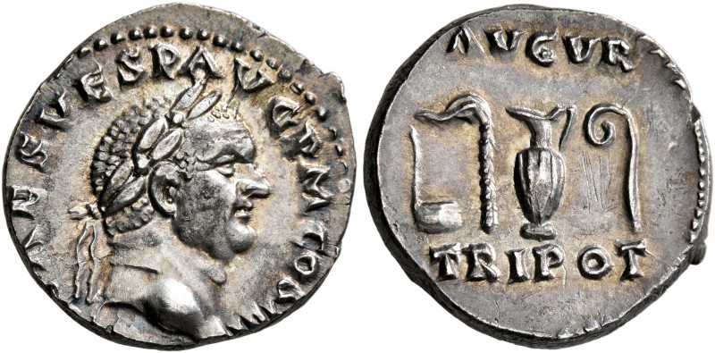 Vespasian, 69-79. Denarius (Silver, 18 mm, 3.40 g, 6 h), Rome, 72-73. [IMP CA]ES...