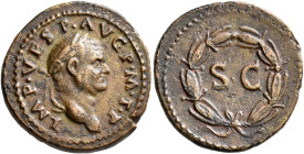 Vespasian, 69-79. As (Orichalcum, 23 mm, 6.11 g, 5 h), Rome mint, for use in Syria, 74. IMP•VESP•AVG•P•M•T•P Laureate head of Vespasian to right. Rev....