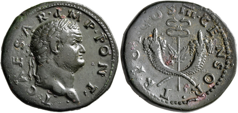 Titus, as Caesar, 69-79. Dupondius (Orichalcum, 28 mm, 12.89 g, 5 h), Rome, for ...