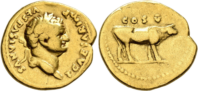 Titus, as Caesar, 69-79. Aureus (Gold, 20 mm, 7.02 g, 6 h), Rome, 76. T CAESAR I...