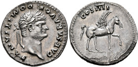 Domitian, as Caesar, 69-81. Denarius (Silver, 19 mm, 3.21 g, 6 h), Rome, 76-77. CAESAR AVG F DOMITIANVS Laureate head of Domitian to right. Rev. COS I...