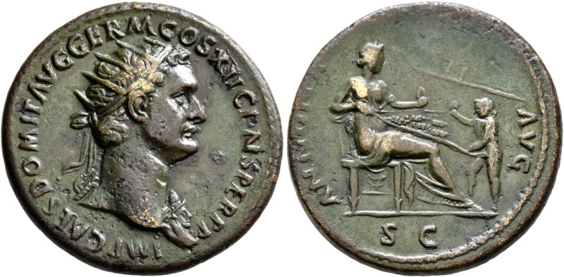 Domitian, 81-96. Dupondius (Orichalcum, 29 mm, 13.25 g, 7 h), Rome, 86. IMP CAES...