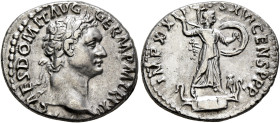 Domitian, 81-96. Denarius (Silver, 19 mm, 3.68 g, 6 h), Rome, 87. IMP CAES DOMIT AVG GERM P M TR P XII Laureate head of Domitian to right. Rev. IMP XX...