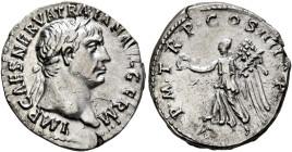 Trajan, 98-117. Denarius (Silver, 19 mm, 3.44 g, 7 h), Rome, 102. IMP CAES NERVA TRAIAN AVG GERM Laureate bust of Trajan to right. Rev. P•M•TR P•COS I...