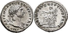 Trajan, 98-117. Denarius (Silver, 20 mm, 3.26 g, 7 h), Rome, circa 108-109. IMP TRAIANO AVG GER DAC P M TR P Laureate head of Trajan to right, with sl...