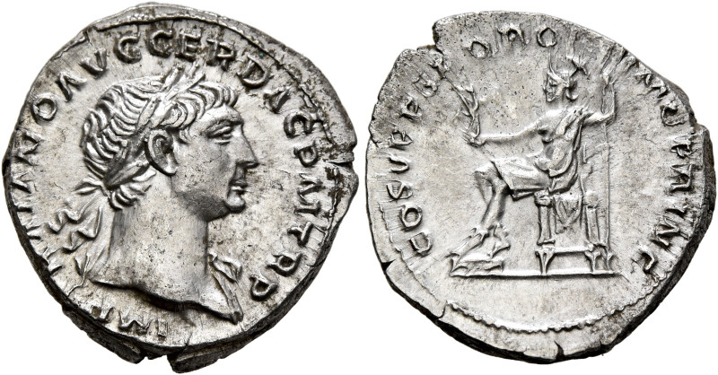 Trajan, 98-117. Denarius (Silver, 19 mm, 3.38 g, 7 h), Rome, 108-109. IMP TRAIAN...