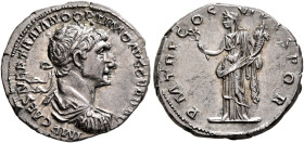 Trajan, 98-117. Denarius (Silver, 19 mm, 3.47 g, 6 h), Rome, Winter 114-early 116. IMP CAES NER TRAIANO OPTIMO AVG GER DAC Laureate, draped and cuiras...