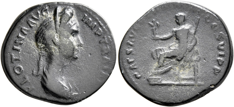 Plotina, Augusta, 105-123. Denarius (Bronze, 19 mm, 2.79 g, 7 h), a contemporary...