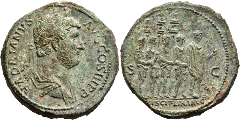 Hadrian, 117-138. Sestertius (Orichalcum, 34 mm, 27.48 g, 6 h), Rome, circa 134-...