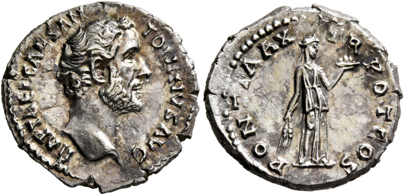 Antoninus Pius, 138-161. Denarius (Silver, 18 mm, 2.83 g, 6 h), Rome, 138. IMP T...