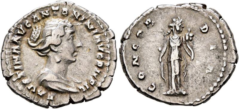 Faustina Junior, Augusta, 147-175. Denarius (Silver, 20 mm, 3.22 g, 7 h), Rome. ...