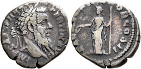 Pertinax, 193. Denarius (Silver, 17 mm, 3.27 g, 12 h), Rome. IMP CAES P HELV PERTIN AVG Laureate head of Pertinax to right. Rev. LAETITIA TEMPOR COS I...