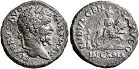 Septimius Severus, 193-211. Denarius (Silver, 18 mm, 3.45 g, 6 h), irregular mint. Imitating Rome, after 203. SEVERVS AVG PART MAX Laureate head of Se...