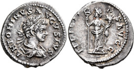 Caracalla, 198-217. Denarius (Silver, 19 mm, 3.03 g, 12 h), Laodicea, 199. ANTONINVS AVGVSTVS Laureate and draped and cuirassed bust of Caracalla to r...