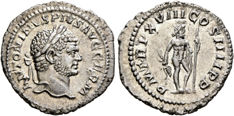 Caracalla, 198-217. Denarius (Silver, 20 mm, 2.44 g, 12 h), Rome, 215. ANTONINVS...