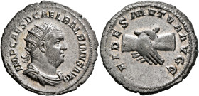 Balbinus, 238. Antoninianus (Silver, 23 mm, 5.02 g, 6 h), Rome, circa April-June 238. IMP CAES D CAEL BALBINVS AVG Radiate, draped and cuirassed bust ...