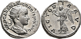 Gordian III, 238-244. Antoninianus (Silver, 21 mm, 4.91 g, 12 h), Antiochia, 239. IMP CAES M ANT GORDIANVS AVG Radiate, draped and cuirassed bust of G...