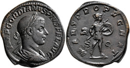 Gordian III, 238-244. Sestertius (Orichalcum, 31 mm, 20.44 g, 12 h), Rome, early autumn 243-summer 244. IMP GORDIANVS PIVS FEL AVG Laureate, draped an...