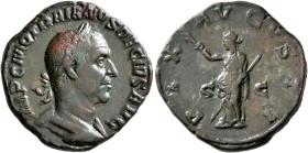 Trajan Decius, 249-251. Sestertius (Orichalcum, 28 mm, 15.34 g, 12 h), Rome, 249-250. IMP C M Q TRAIANVS DECIVS AVG Laureate and cuirassed bust of Tra...