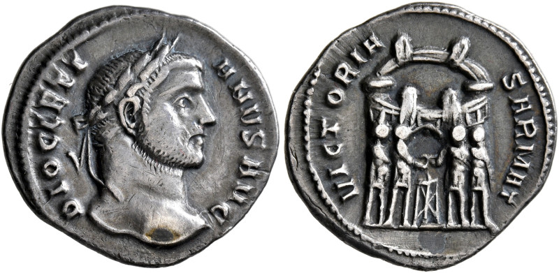 Diocletian, 284-305. Argenteus (Silver, 19 mm, 3.00 g, 12 h), Ticinum, 294-295. ...