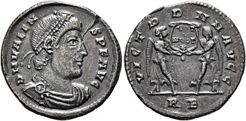 Valens, 364-378. Heavy Siliqua (?) (Silver, 21 mm, 2.73 g, 12 h), Rome, 364-367....