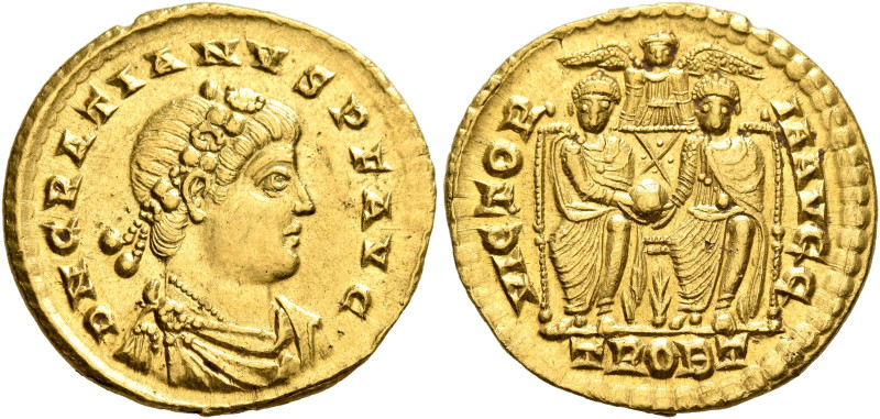Gratian, 367-383. Solidus (Gold, 21 mm, 4.48 g, 12 h), Treveri, 373-374. D N GRA...