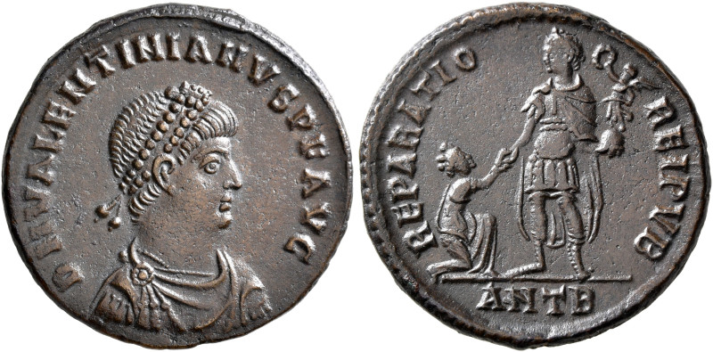 Valentinian II, 375-392. Maiorina (Bronze, 23 mm, 5.37 g, 5 h), Antiochia, 378-3...