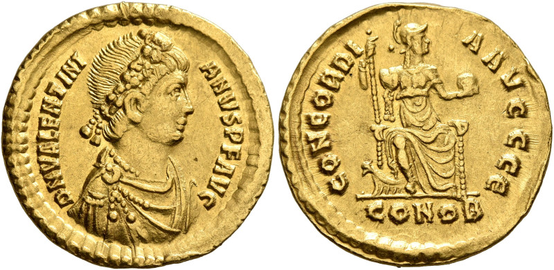 Valentinian II, 375-392. Solidus (Gold, 21 mm, 4.42 g, 6 h), Constantinopolis, 3...