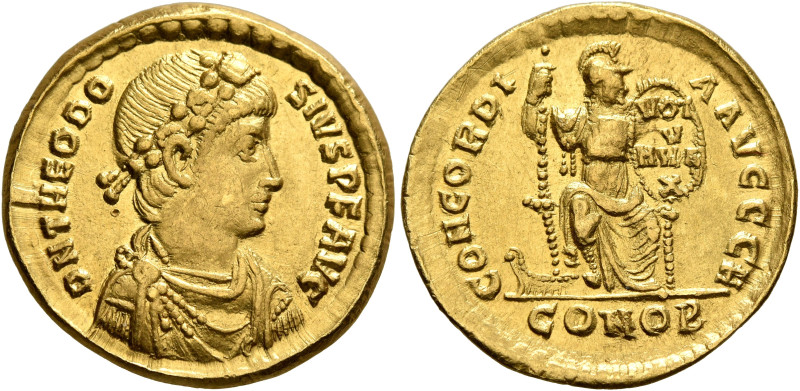 Theodosius I, 379-395. Solidus (Gold, 20 mm, 4.09 g, 6 h), Constantinopolis, 388...