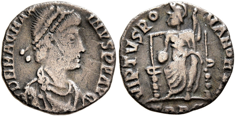 Magnus Maximus, 383-388. Siliqua (Silver, 14 mm, 1.21 g, 6 h), Treveri. D N MAG ...