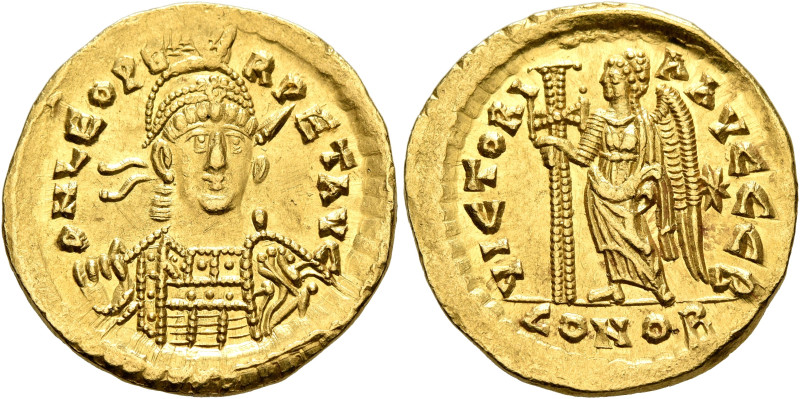 Leo I, 457-474. Solidus (Gold, 20 mm, 4.47 g, 6 h), Constantinopolis, circa 462 ...