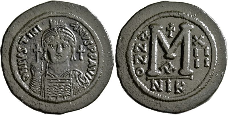 Justinian I, 527-565. Follis (Bronze, 42 mm, 22.00 g, 6 h), Nicomedia, RY 14 = 5...