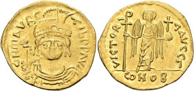 Maurice Tiberius, 582-602. Solidus (Gold, 22 mm, 4.22 g, 6 h), Constantinopolis, 583-601. O N mAVRC TIb P P AVC Draped and cuirassed bust of Maurice T...