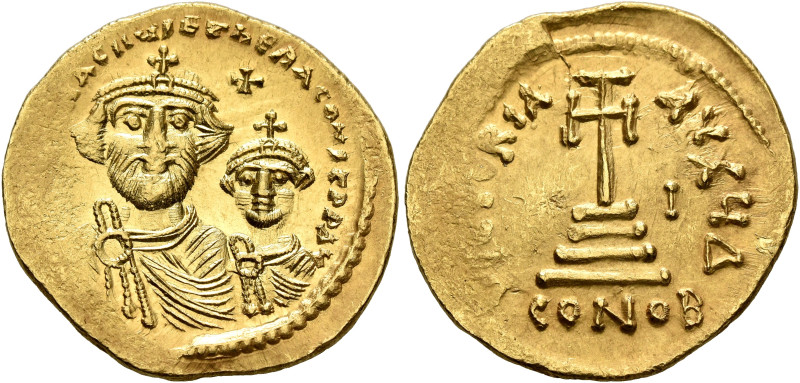 Heraclius, with Heraclius Constantine, 610-641. Solidus (Gold, 22 mm, 4.50 g, 6 ...