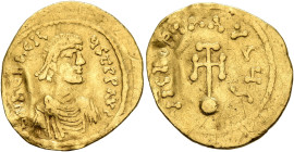 Heraclius, 610-641. Semissis (Gold, 18 mm, 2.10 g, 6 h), Constantinopolis. d N hЄRACLIЧS T P P AV Diademed, draped and cuirassed bust of Heraclius to ...