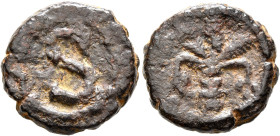 Heraclius, 610-641. 6 Nummi (Bronze, 18 mm, 4.99 g, 12 h), struck during the Sasanian occupation of Egypt. Alexandria, 629-641. Palm tree with fruit. ...