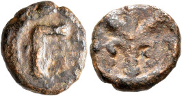 Heraclius, 610-641. 3 Nummi (Bronze, 14 mm, 1.70 g, 1 h), struck during the Sasanian occupation of Egypt. Alexandria, 629-641. Palm tree with fruit. R...