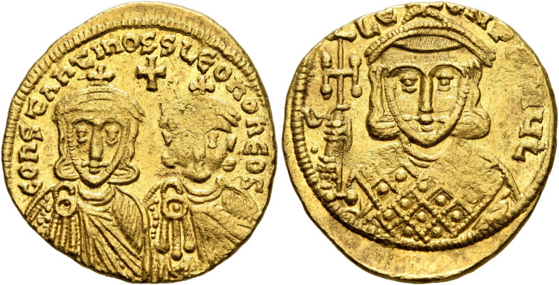 Constantine V Copronymus, with Leo IV, 741-775. Solidus (Gold, 20 mm, 4.47 g, 6 ...