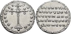 Constantine VII Porphyrogenitus, with Romanus I, 913-959. Miliaresion (Silver, 23 mm, 2.80 g, 12 h), Constantinopolis, 945-959. IҺSЧS XRISTЧS ҺICm Cro...