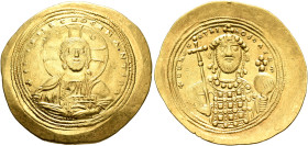 Constantine IX Monomachus, 1042-1055. Histamenon (Gold, 28 mm, 4.42 g, 6 h), Constantinopolis. +IhS XIS RЄX RЄςNANTIҺm Nimbate bust of Christ facing, ...